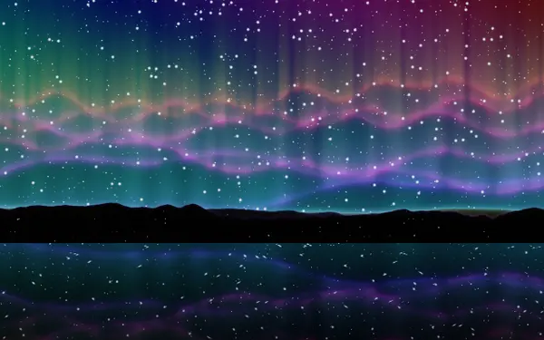 Aurora horizon visualizer in Deep Trip Apophene — sky curtains, reflection