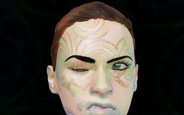 Living face — a visual in Deep Trip Visuals: 3D head, facial muscles on the music