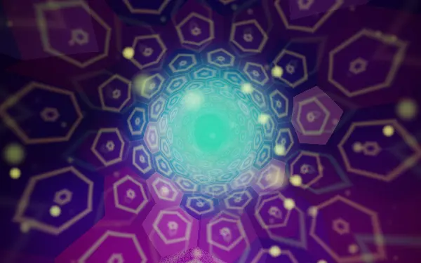 Hex tunnel — a visual in Deep Trip Visuals: honeycomb walls, shockwaves