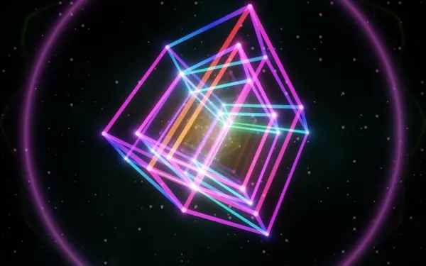 Hypercube dive — a visual in Deep Trip Visuals: 4D wireframe, nested shells