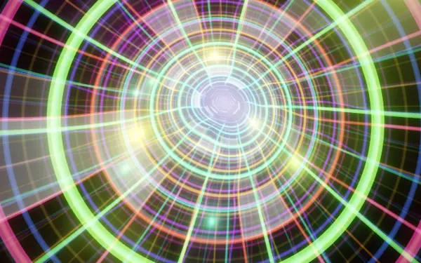 Neon tube tunnel visualizer in Deep Trip Apophene — flight, nested shells, struts